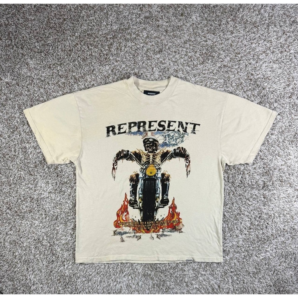 Represent Clo. Never Ride Faster Graphic T-Shirt Men's Size Large